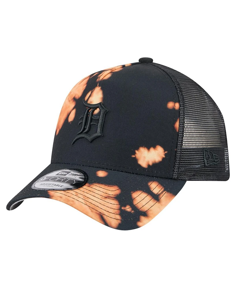 New Era Men's Black Detroit Tigers Bleached A-Frame 9FORTY Adjustable Hat