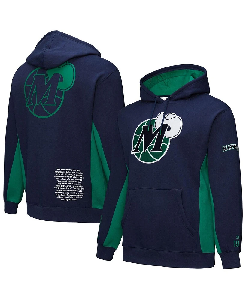 Mitchell & Ness Men's Navy Dallas Mavericks Hardwood Classics Team Origins Fleece Pullover Hoodie