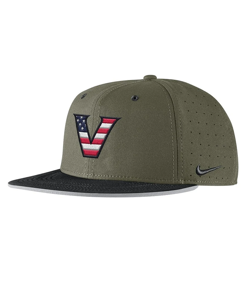 Nike Men's Olive Vanderbilt Commodores On-Field True Performance Baseball Fitted Hat