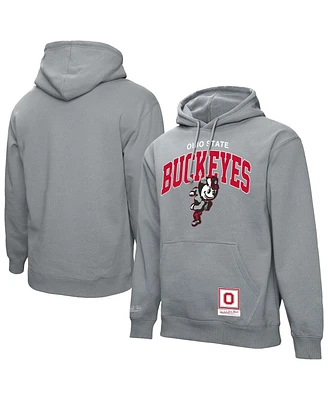 Mitchell & Ness Men's Heather Gray Ohio State Buckeyes Classic Arch Pullover Hoodie