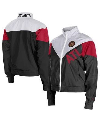 5th & Ocean Women's Black Atlanta United Fc Leisure Cropped Full-Zip Windbreaker Jacket
