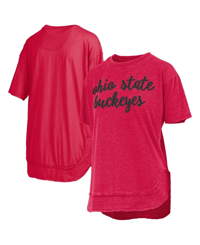 Pressbox Women's Scarlet Ohio State Buckeyes Poncho T-Shirt