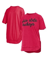 Pressbox Women's Scarlet Ohio State Buckeyes Poncho T-Shirt