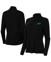 Antigua Women's Black Buffalo Bills St. Patrick's Day Intent Quarter-Zip Pullover Sweatshirt