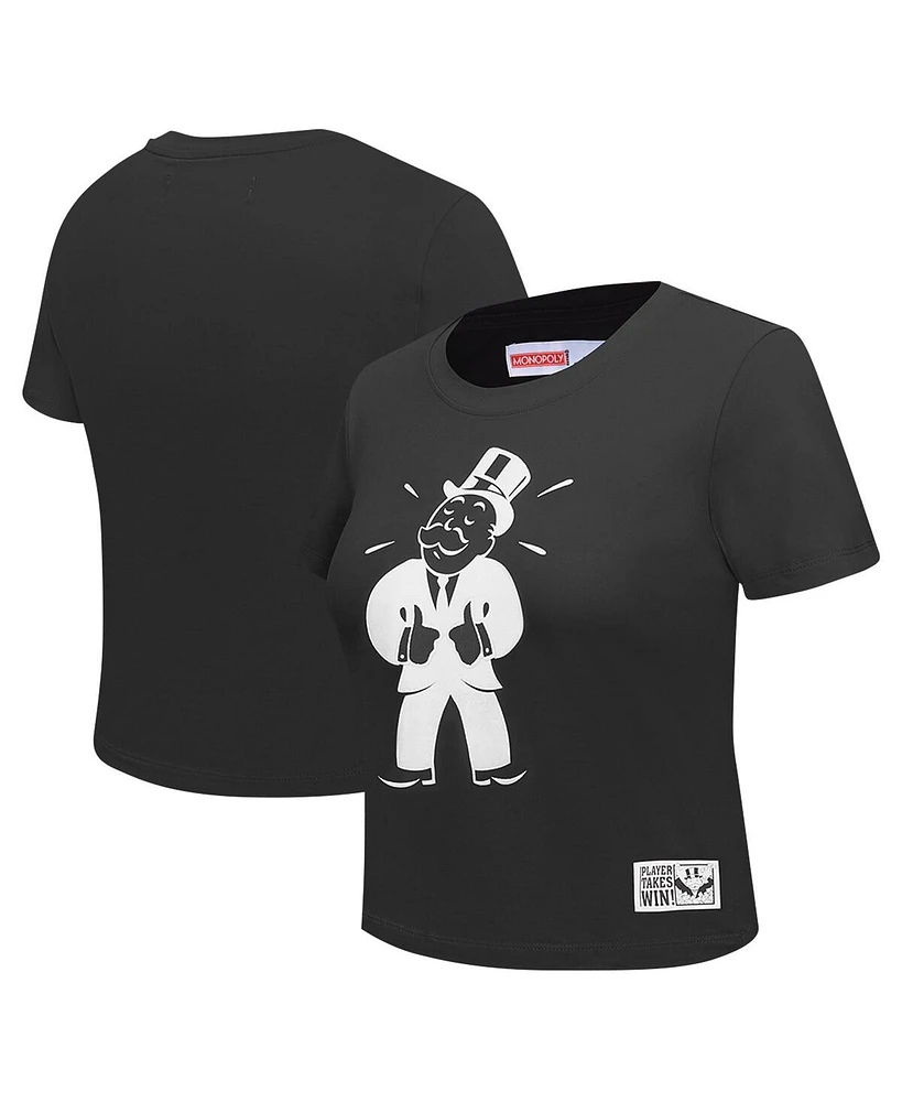 Freeze Max Women's Black Monopoly Babydoll Cropped T-Shirt