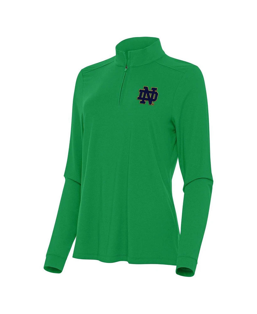 Antigua Women's Green Notre Dame Fighting Irish Intent Quarter-Zip Top