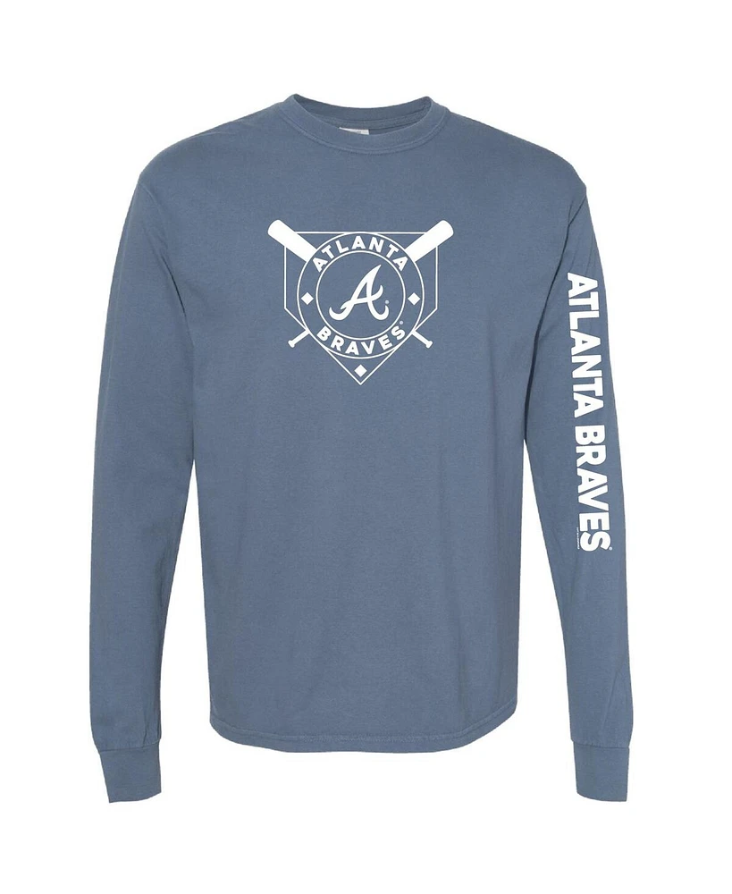 Soft as a Grape Women's Navy Atlanta Braves Pigment Dye Long Sleeve T-Shirt