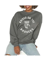 Gameday Couture Women's Charcoal Wisconsin Badgers Good Vibes Premium Fleece Drop Shoulder Pullover Sweatshirt