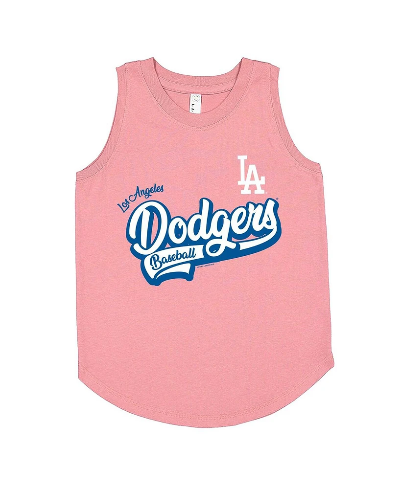 Soft as a Grape Big Girls Pink Los Angeles Dodgers Tank Top