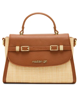 Madden Girl Allys Straw Top Handle Small Satchel Bag