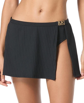 Michael Kors Women's Ribbed Side-Slit Swim Skirt