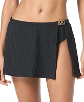 Michael Kors Women's Ribbed Side-Slit Swim Skirt