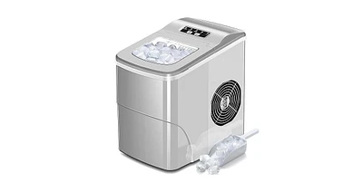 Zafro Compact Countertop Ice Maker, Self-Cleaning, 26 lbs/24 hours, 9 ice cubes in 6 minutes, Portable for Home, Office, Bar, Party, Comes with 2 Size