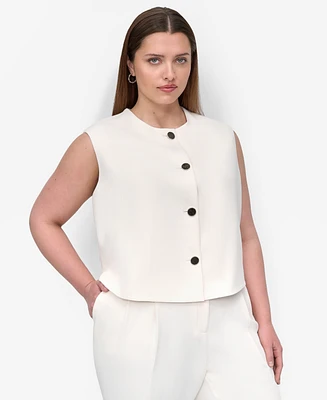 Dkny Plus Aero Crepe Button-Front Vest