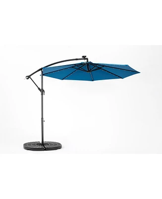 10ft Solar Led Offset Hanging Market Patio Umbrella ( Dark blue)