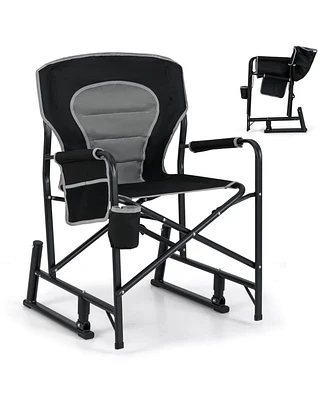 Outdoor Rocker Camping Chair with Dual Springs and Padded Back