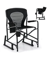 Outdoor Rocker Camping Chair with Dual Springs and Padded Back