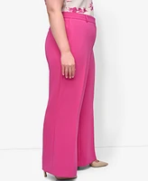 Dkny Plus Aero Crepe High Rise Wide Leg Pants
