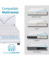 Camille Leatherette Upholstered Platform Bed Frame with Adjustable Headboard - Boyd Sleep