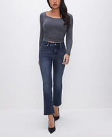 Good American Petite Mid-Rise Straight Jeans