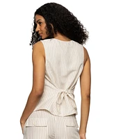 Sanctuary Women's Metallic-Stripe Button-Front Vest