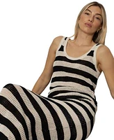 Sanctuary Womens Cotton Striped Mesh Stitch Tank Top Maxi Skirt