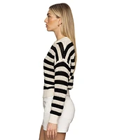 Sanctuary Women's Cotton Stripe Open-Knit Bomber Jacket