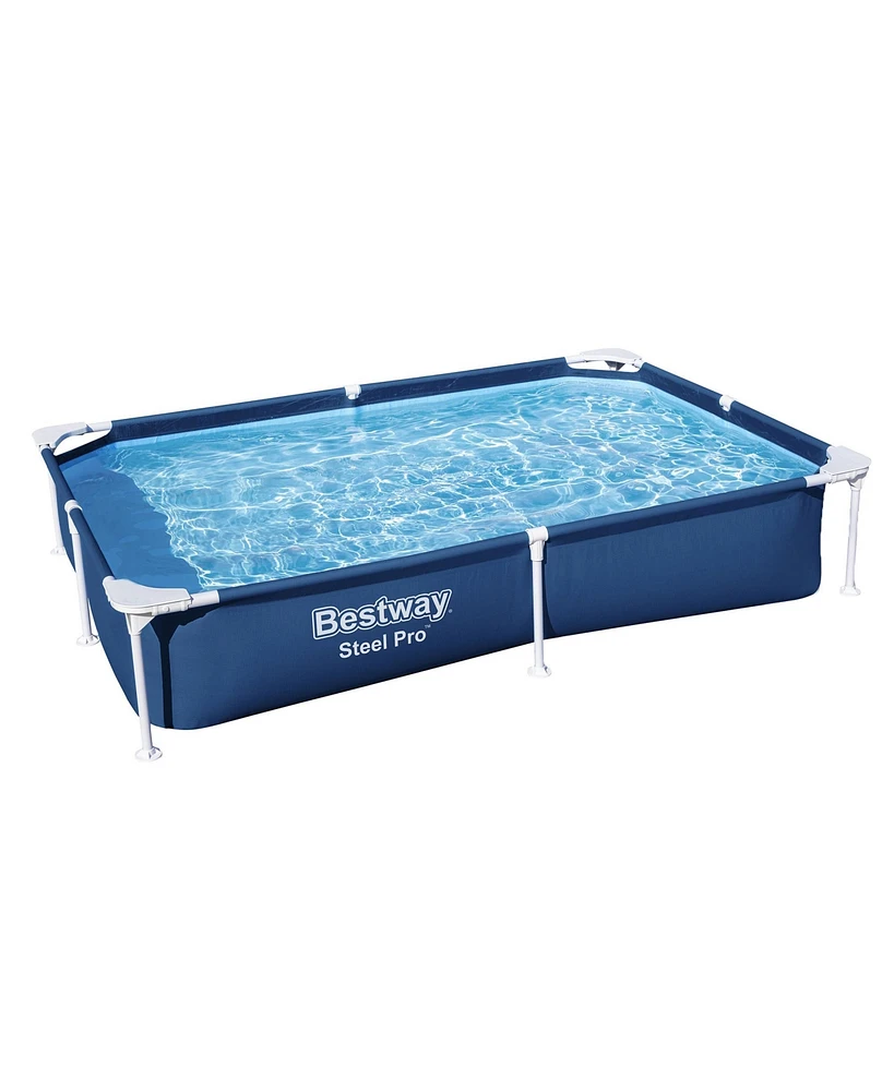 Bestway Steel Pro 87" x 59" x 17" Rectangular Above Ground Outdoor Swimming Pool