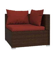 Wicker Patio Furniture 3 Piece with Cushions Brown Poly Rattan