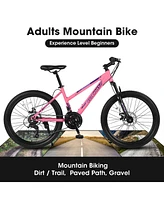 26 inch Mountain Bike for Teenagers Girls Women, Shimano 21 Speeds with Dual Disc Brakes and 100mm Front Suspension