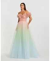 Mac Duggal Women's Off The Shoulder Ombre Tulle Ballgown