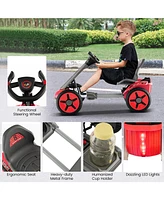 Pedal Powered 4-Wheel Toy Car with Adjustable Steering Wheel and Seat