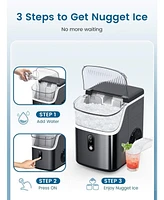 Zafro Countertop Nugget Ice Maker, Portable Chewable Pebble Machine, Soft Crushed 34 lbs/Day, One-Touch Operation, Self-Cleaning, Perfe