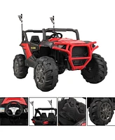 Tobbi 12V Kids Electric Battery-Powered Ride On 3 Speed Toy Suv Buggy Car, Red