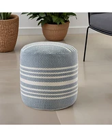 Round Striped Pouf Ottoman for Indoor and Outdoor Seating