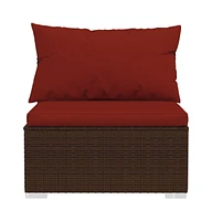 3 Seat Patio Sofa with Cushions Brown Poly Rattan