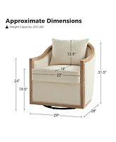 Zacharie Farmhouse Rattan Solid Wood Armchair