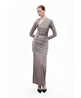 Nocturne Women's Metal Buckle Detailed Maxi Dress