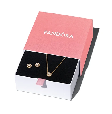 Pandora Sparkling Halo 14k Gold-Plated Jewelry Gift Set