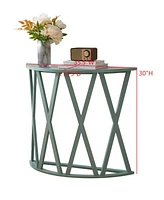 Kings Brand Furniture Vienna Console Table - Semicircular Side Coffee for Living Room, Bedroom (Avocado)