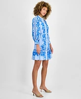 julia jordan Women's Printed Button-Front Belted Dress