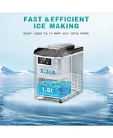Jinjunye Nugget Ice Maker Countertop,38lbs Per Day, with Soft Chewable Pellet Ice, Self-Cleaning, Stainless Steel