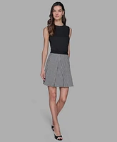 Karl Lagerfeld Paris Women's Check Print Pleated Mini Skirt