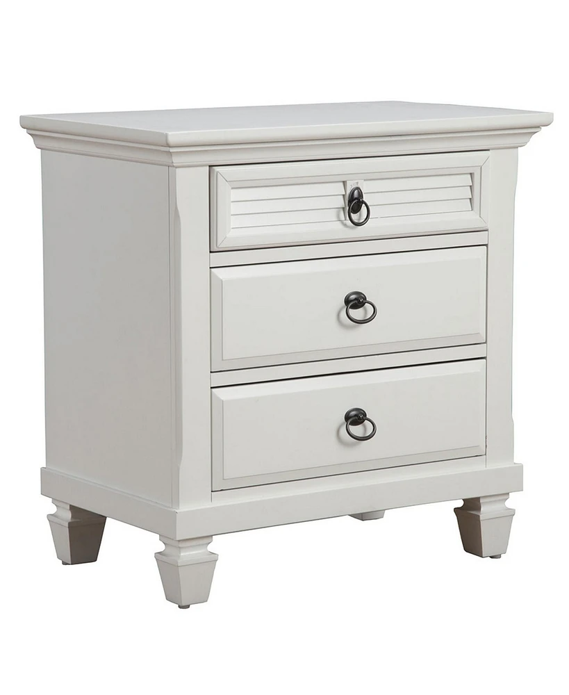 Spacious Plantation Nightstand with Three Drawers for Bedside Essentials