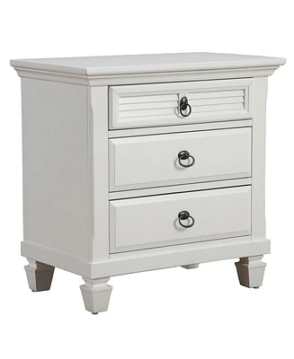 Spacious Plantation Nightstand with Three Drawers for Bedside Essentials