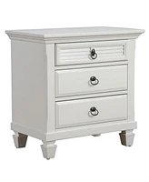 Spacious Plantation Nightstand with Three Drawers for Bedside Essentials