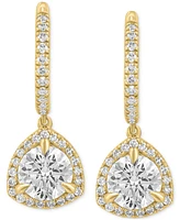 Effy Lab Grown Diamond Halo Dangle Hoop Earrings (2-3/8 ct. t.w.) in 14k Gold