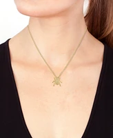 Effy White Diamond (1/6 ct. t.w.) & Black Diamond Accent Beetle Pendant Necklace in 14k Gold, 17" + 1" extender