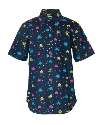 Univibe Big Boys Invaders Print Short Sleeve Woven Shirt