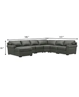 Radley Roll Arm 145" 6-Pc. Leather Wedge Corner Chaise Sectional, Exclusively at Macy's